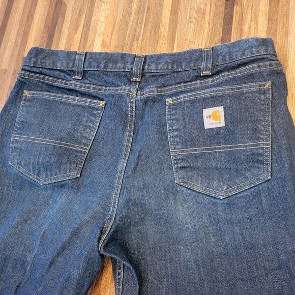 Men's Carhartt CAT2 2112 Relaxed Fit Flame Resistant Denim Blue Jeans - Picture 3 of 8